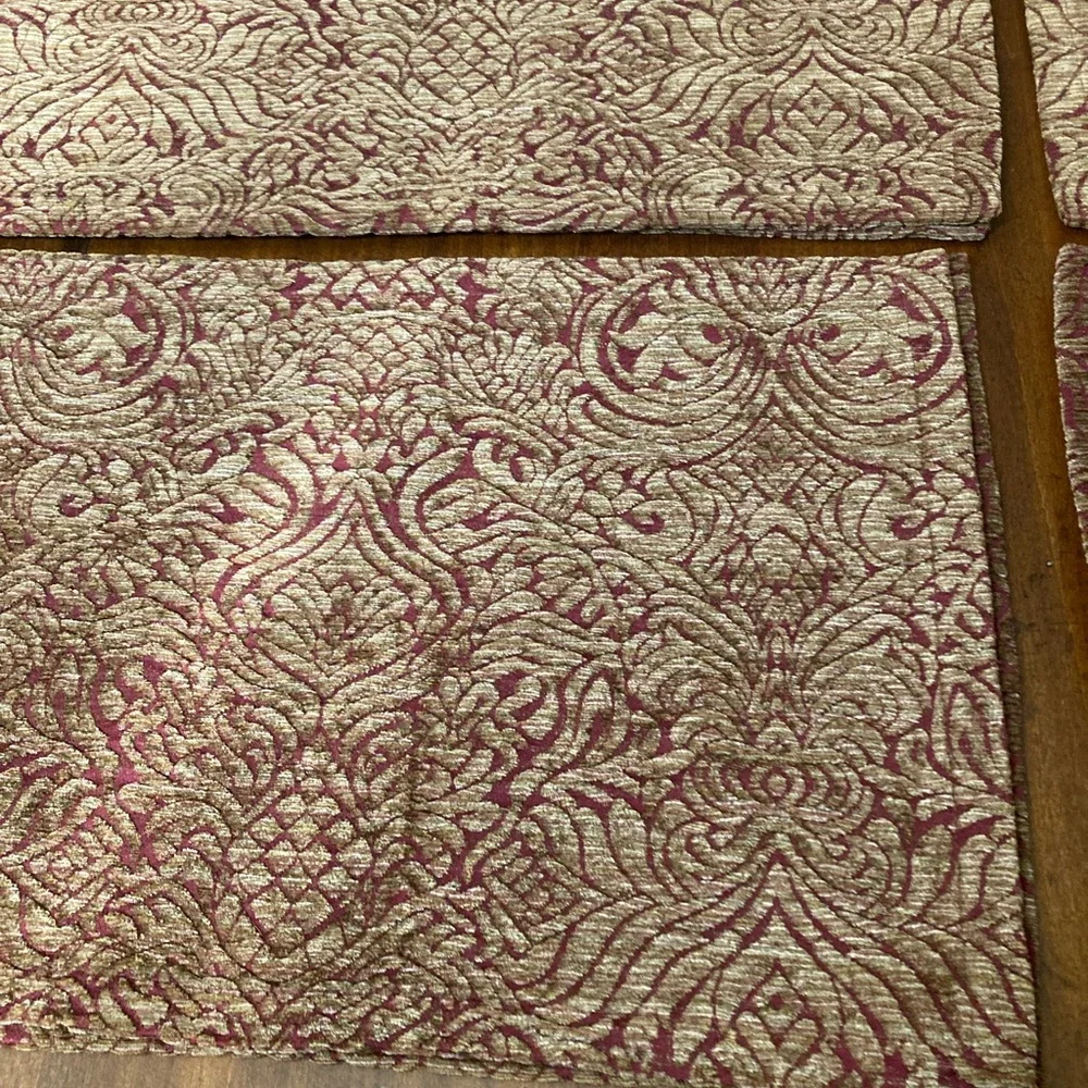 Luxurious Burgundy and Gold Damask Placemat - set of 8 plus 1 larger piece